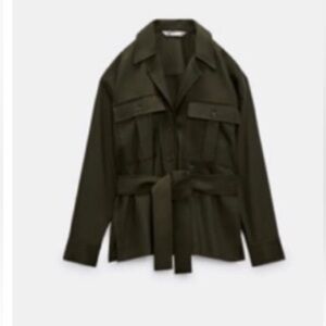 ZARA BADASS Olive Green Women's MILITARY Jacket with pockets🔥🔥🔥